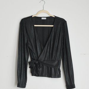 Gentle Fawn Shimmer Black Wrap Holiday Top